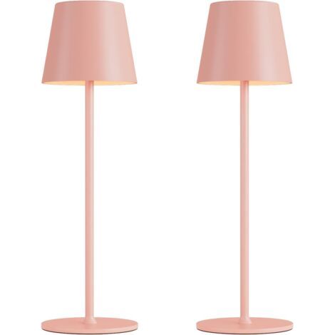 Lampe de bureau sans fil - Rechargeable, commande tactile, trois couleurs d'intensité, idéale pour les chambres et les cuisines - Lot de 2, rose (1/4)