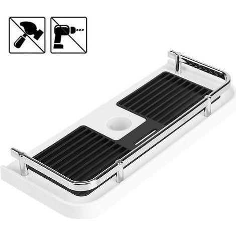 Étagère de douche pour la tringle de douche Sans Perçage salle de Bains Douche Rack Duschregal Douche salle de Bain Rangement étagère de douche à Accrocher Badezimmerablage avec 2 Crochets (1/5)