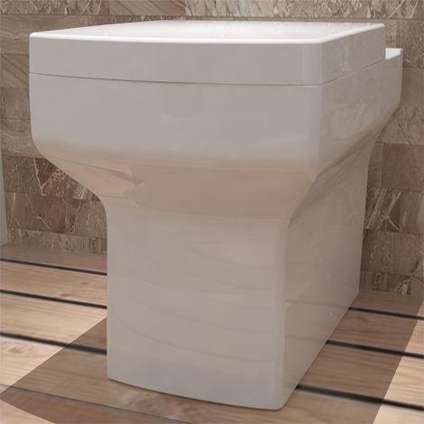 Acezanble Bathroom Back to Wall Toilet Modern Pan Square Soft Close Seat WC