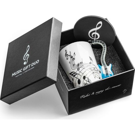 Set per duo musicale - Tazza con chitarra elettrica blu + sottobicchiere (1/5)