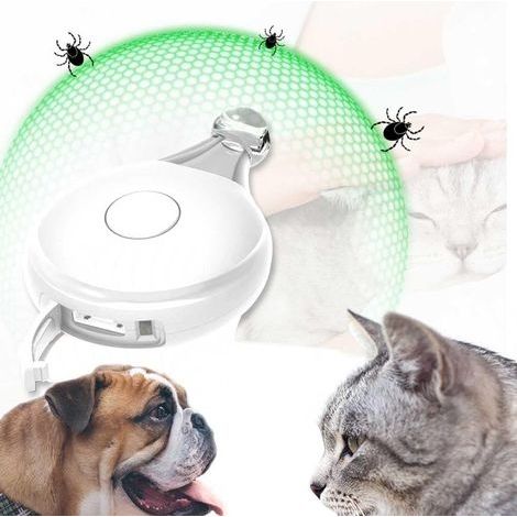 ultrasonique Anti-puces et Anti-tiques pour Animaux de Compagnie Pendentif à ultrasons Contre Les tiques Charge USB, lumière Clignotante pour éviter Les pertes la Nuit (1/5)