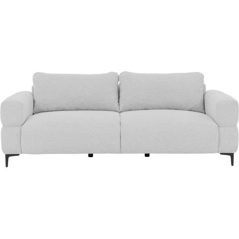 ELTON - Canapé droit tissu lisse 3 places Gris clair (1/5)