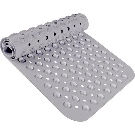 Bath Mat, 40×100cm BPA Free Non-Slip Bath Mat, PVC Non-Slip Bath Mat with Suction Cup, Machine Washable, for Bathtub, Shower, Kitchen (Grey) MUMU (1/4)