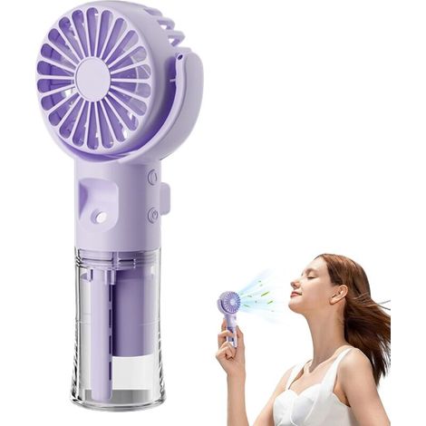 Ventilateur brumisateur portable Ventilateur portatif rechargeable - Refroidisseur portable 4 vitesses, glacière de randonnée, Violet (1/5)