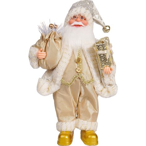 Poupée de père noël de noël 12 pouces, Collection mignonne de dessin animé, ornement debout pour décoration de fenêtre d'exposition à domicile, Style doré C (1/5)