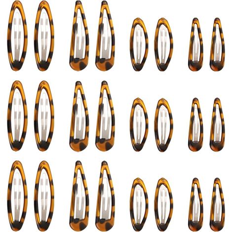 24 Pieces Flat Hair Clips, Snap Fasteners, Non-Slip Hair Barrettes, Vintage Turtle Clips, DIY Hairstyling Accessories, 4 Sizes Suitable for All Hair Types (1/5)