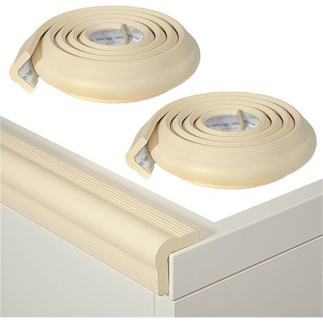 Protection d'angle de table autocollante en 2 pièces, bande de protection anti-choc pour meubles, protection des bords de table, 2m, blanc cassé