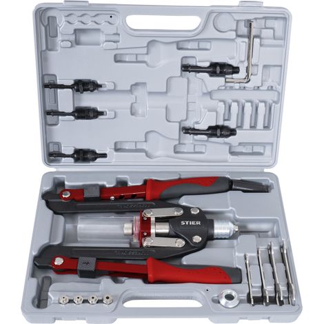 STIER Universal-Nietzangen-Satz, 11-teilig, für Blindnieten und Blindnietmuttern, inklusive Maulschlüsselsatz, aus hochwertigem Stahl, Nietzange, Nietmutternzange Set, rivet tool (1/5)