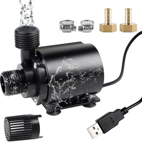 Mini Pompe à Eau USB 500L/H 4W Pour Aquarium - Submersible Ultra Silencieuse Avec Câble de 1,8m et 2 Buses en Laiton (1/5)