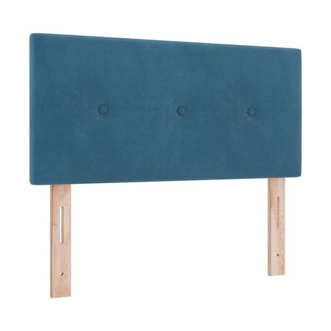 Lit coffre avec matelas et éclairage LED, bleu foncé, 90 × 190 cm, revêtement en velours, espace de rangement généreux, velours doux et confortable, éclairage led d’ambiance, pour chambre, confort quo (1/5)