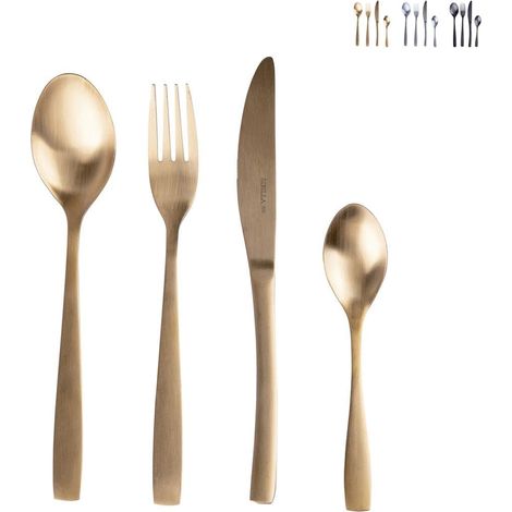 Set de couverts en acier inoxydable finition or satiné, 24 pièces (1/4)