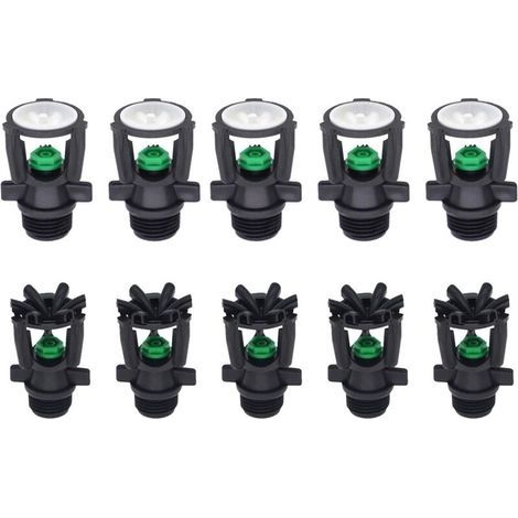 Lntyq Lot de 10 arroseurs de jardin à filetage mâle, rotation automatique à 360 °, buse d'arrosage pour pelouse, serre, légumes et cultures (1/5)