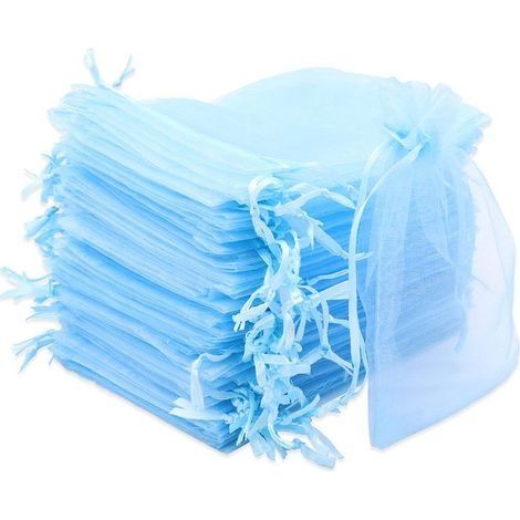 Lot de 100pcs Pochettes Cadeaux en Organza, 10x15cm Petits Sacs en Organza Sacs-Cadeaux de Bijoux avec Cordon de Serrage (1/4)