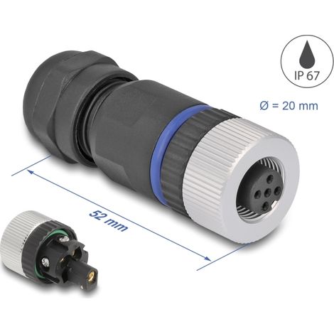 Delock M12 Conector codificado A de 5 pines hembra para montaje con conexión por tornillo