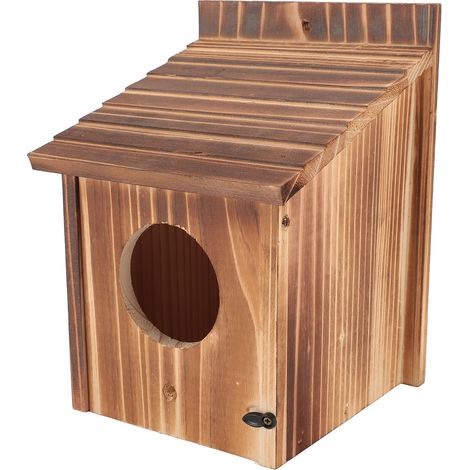 Vogelhaus mit 6 cm Einflugloch, Nistkasten aus Holz für Blaumeisen mit Sitzstange für Garten und Balkon (1/5)