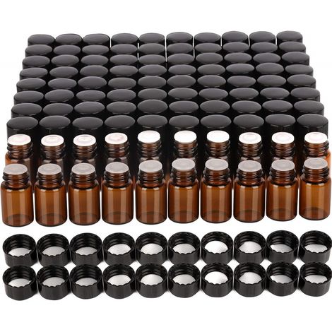 Fiole En Verre Ambre 2ml Avec Bille Roll-on - Pour Huiles Essentielles Et Serums - Lot De 100 Pieces (1/5)