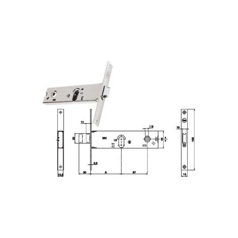 SERRATURA DA INFILARE PER FASCE CATENACCIO E SCROCCO MM.44 H 87002  mm.80 a 2 mandate (Y8700280080)    YALE