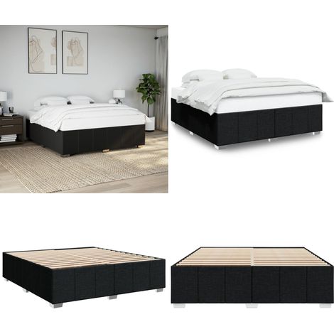 vidaXL Cadre de lit sans matelas noir 180x200 cm tissu (1/5)