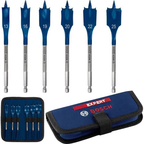 Bosch EXPERT 6 Piece Self Cut Speed Flat Wood Drill Bit Hex Shank 13 - 25mm Bits (1/10)