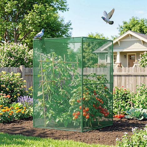 Jaula de Cultivo para Plantas 120x120x180 cm con Puerta Enrollable y Marco de Acero para Jardín Terraza Color Verde (1/5)