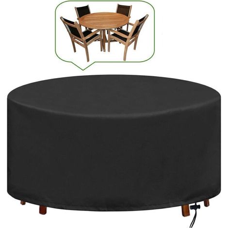 Bache Table de Jardin Ronde Housse pour Table de Jardin Imperméable Anti-UV Oxford Robuste Protection Table Extérieur Ø128X71CM (1/4)