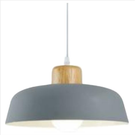 Lampe à suspension ronde en moderne et simple de style nordique grand plafonnier avec finition couleur vive E27 métal bois (1/4)