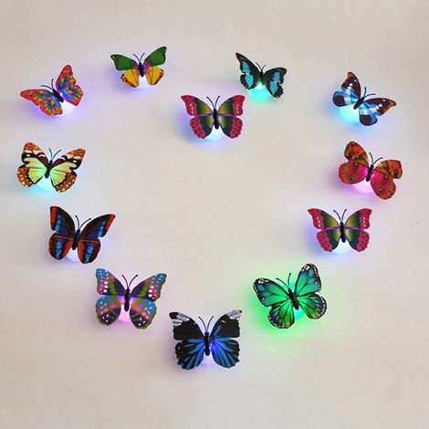 Lot de 10 autocollants muraux lumineux papillons phosphorescents à faire soi-même pour chambre d'enfant (1/5)