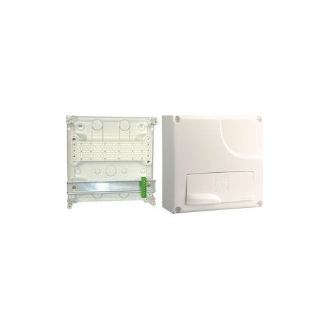 Michaud – Coffret de communication nu non-équipé 250x250mm – Capot blanc – Rail Din et bornier de terre – Pour espaces confinés