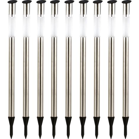 9er Set LED Solar Lampen Garten Weg Beleuchtung Erdspieß Edelstahl Außen Leuchten (1/5)