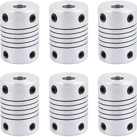 Accouplements 6 axes (6 à 8 mm), 25 mm de long, 18 mm de diamètre, accouplements pour moteurs pas à pas, connecteurs en alliage d'aluminium. QAQ (1/5)