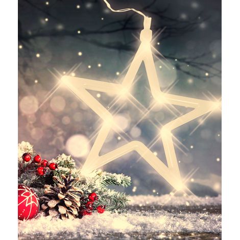 LED-Weihnachtsdeko Stern Mond Glocke Rentier Fensterdeko Lichterkette Saugnapf - Stern