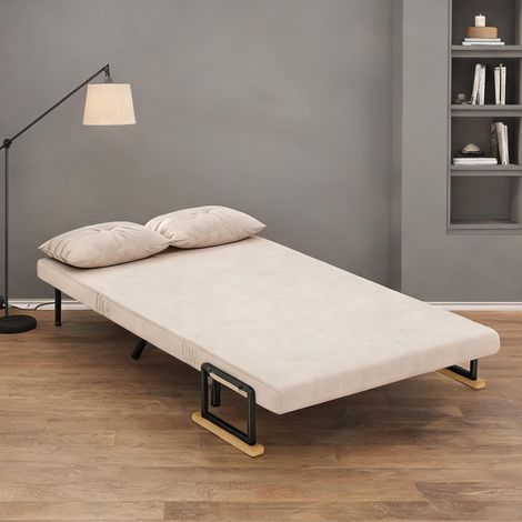 Canapé convertible beige en acier Polyester 102 x 73 x 81 cm (1/5)