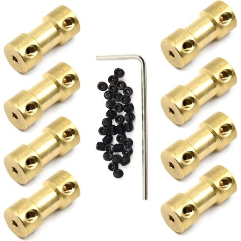 [NUNCA USADO]acopladores dorados de , de latón macizo, para el eje del motor, flexible，（Paquete de 8，3 x 3 mm） (1/5)