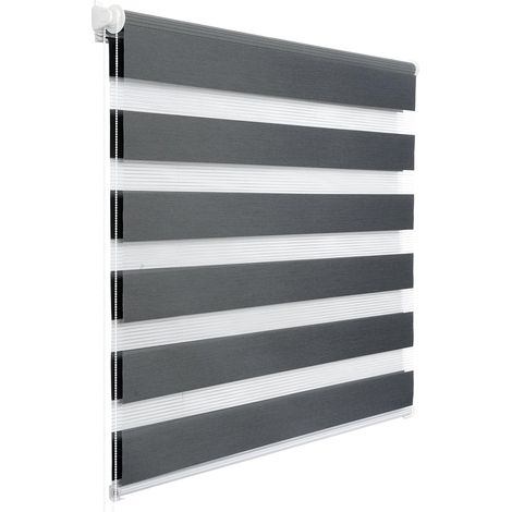 WOLTU Estor Enrollable Opaco Doble para Interiores sin Taladrar Gris oscuro 105x130 cm