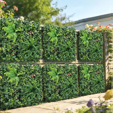 Vert 50x50 cm - Ensemble de 6 haies artificielles Occlusion de jardin Milan Type Easy Assembly Anti-UV conçu pour balcon en terrasse (1/4)