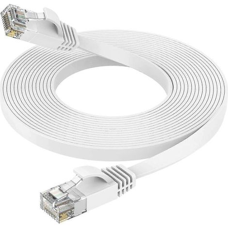 Flaches Ethernet-Kabel der Kategorie 6 mit hoher Geschwindigkeit, 15 m lang – LAN-RJ45-Kabel mit integrierten Kabelbindern, ideal für Büro, Gaming und Netzwerkspeicherung