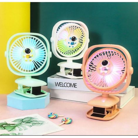 Mini Ventilatore da tavolo con clip ricaricabile tramite USB luce RGB BJJ848-2