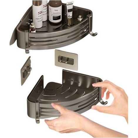 Étagère de Rangement d'angle Murale pour Salle de Bain, 2 pièces, Nickel brossé (1/4)
