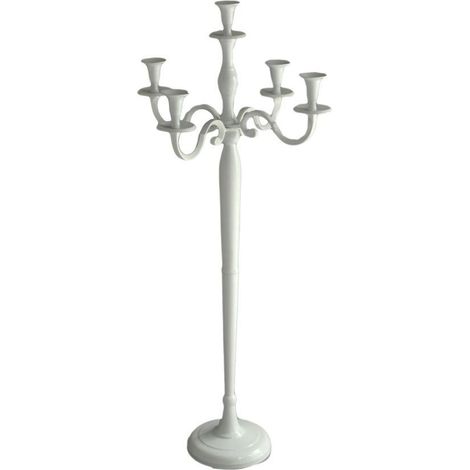 Portacandele candelabro alluminio bianco 5 posti cm 45x45h100 (1/2)