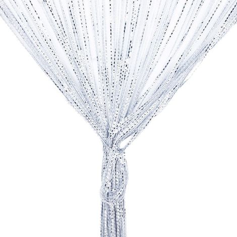 Rideau décoratif argenté 100x200cm avec franges, idéal pour portes, moustiquaire, séparateur de pièce, Noël. (1/5)