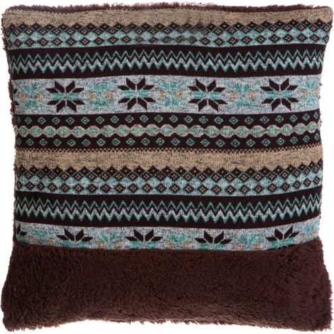 Interiors by Premier Fairisle Brown Throw Cushion, Polyester Décor Cushion for Relaxing, Washable Cushion for Sofa, Bed, Chair