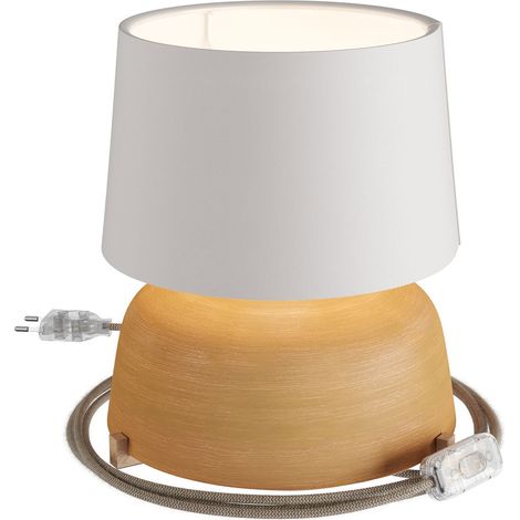 Lampe de table Coppa en céramique avec abat-jour Athena, complète avec câble textile, interrupteur et prise 2 pôles (1/5)