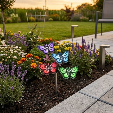 Lunaria Four Butterfly Solar Garden Stake Lights (1/2)