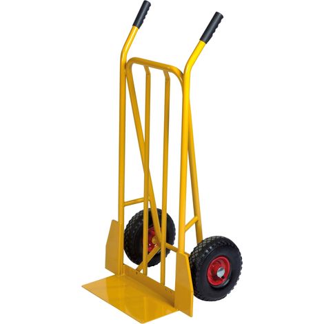 Kongamek Gepäck- und Sackkarre, starr 780x555x1110mm in gelb mit 250kg Tragkraft und Luftbereifung