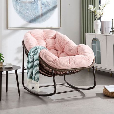 Fauteuil de Jardin rotin d’extérieur assise rembourrée dossier intégré fauteuil balancelle (1/5)