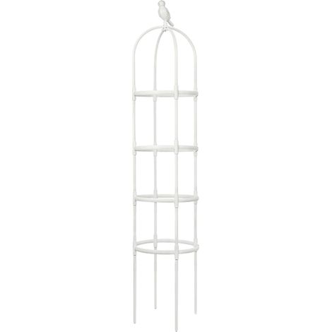Soporte metálico para plantas con decoración de cabeza de pájaro (blanco) (1/3)