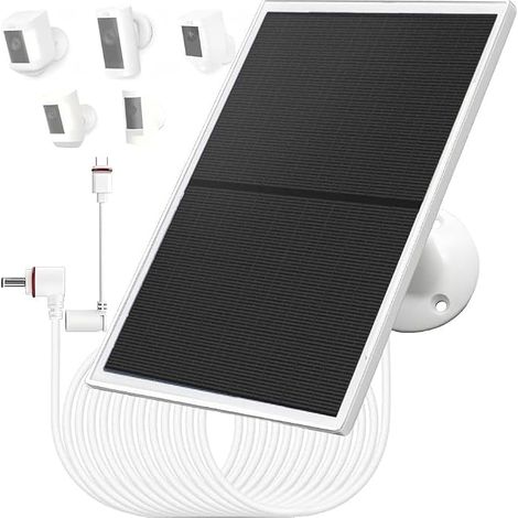 Chargeur de panneau solaire 10W/5V avec deux connecteurs DC3,5x1,35 et USB-C, câble de charge de 3 m, IP65, compatible avec Spotlight Cam Plus/Pro, batterie à came de 2ème/3e Generation (1/5)