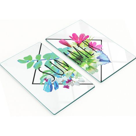 Juego de tablas de cocina de vidrio templado con estampado veraniego 2x30x52 cm (1/5)