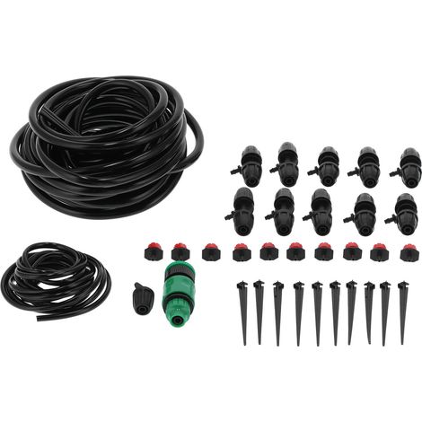 Kit goutteurs réglables 10m 8/11 tuyau avec raccord té, système d'arrosage automatique goutte-à-goutte pour jardin, irrigation économique (1/5)