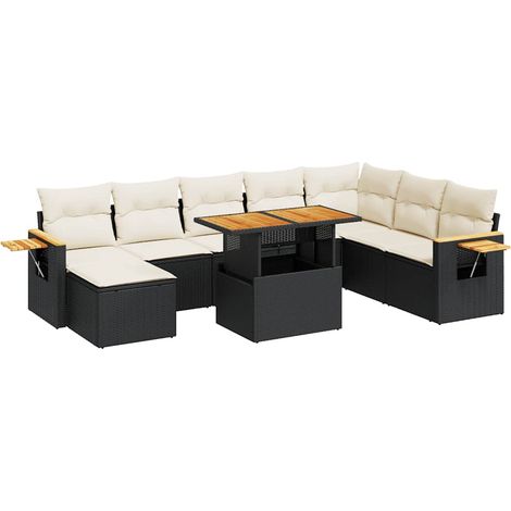 Maison Exclusive - Set sofás jardín y cojines 9 pzas ratán sintét (1/5)